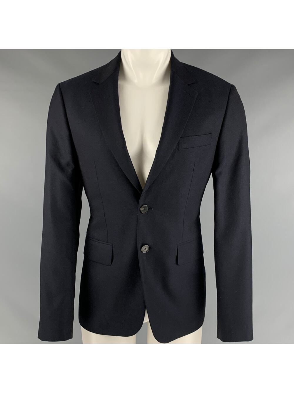 SANDRO Size 40 Navy Wool Notch Lapel Sport Coat